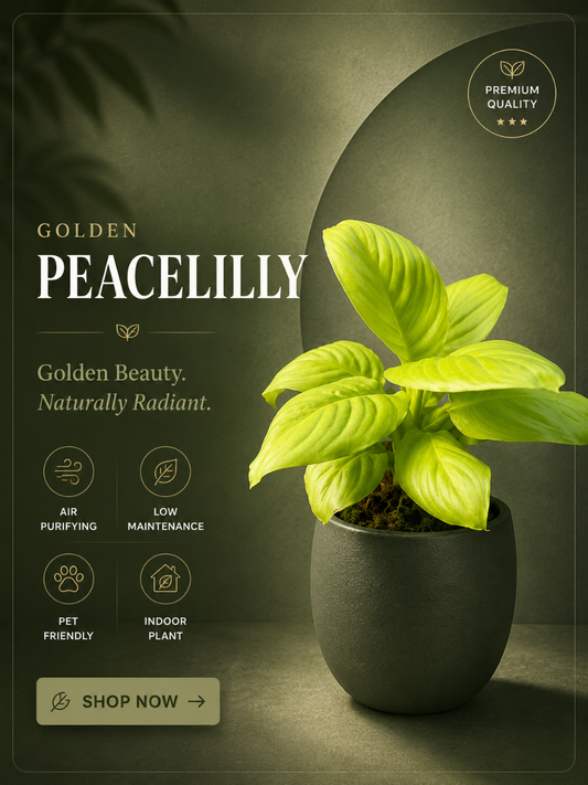 Golden Peacelilly (Spathiphylum Gold) With 3 Inch Pot