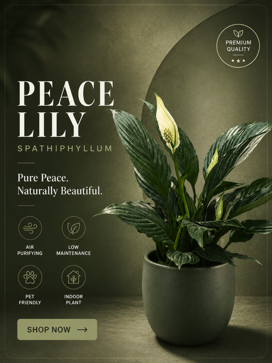 Peace Lilly (Spathiphyllum) Bushy Plant With Multiple Shoots And Flowers With Pot
