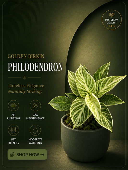 Golden Birkin Philodendron (Well rooted Plant in 3 inch Pot)